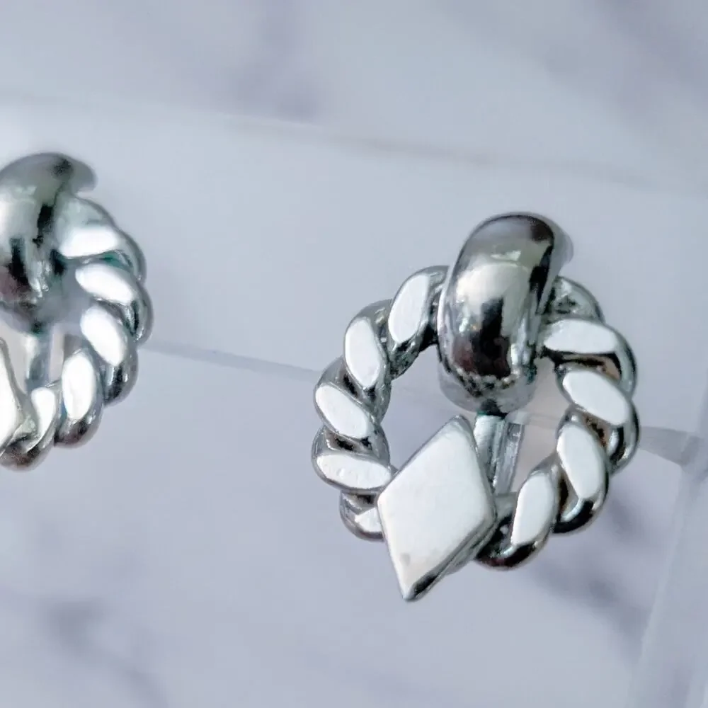 Vintage Screw On Earrings Silver Tone - Small Mark